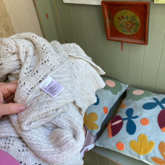 AllSaints Theo Short Off White Wrap Luxurious Knit Cardigan Size M/L 12-14 EUC - Picture 4 of 14